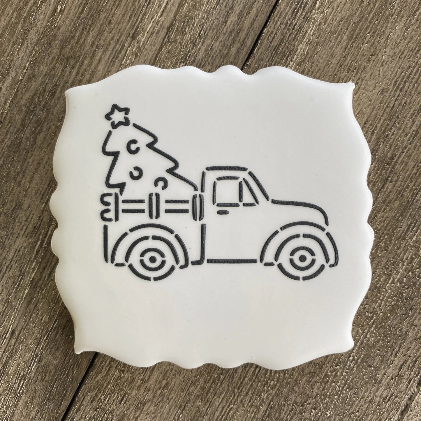 STENCIL - CAMIONETA CON PINO NAVIDEÑO