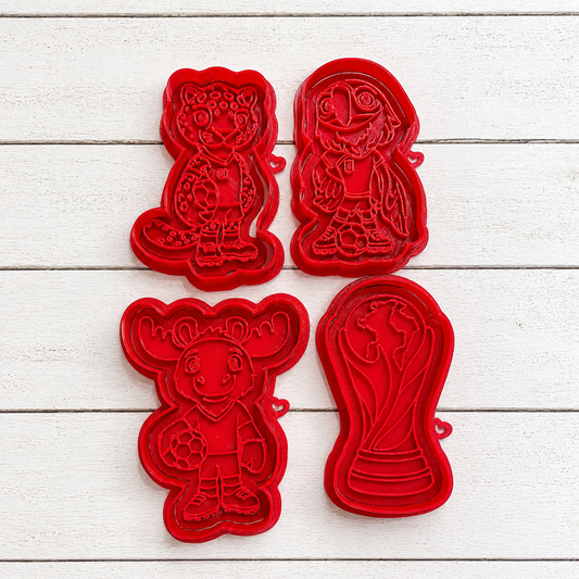 SET DE CORTADORES Y MARCADORES - MASCOTAS DEL MUNDIAL D3