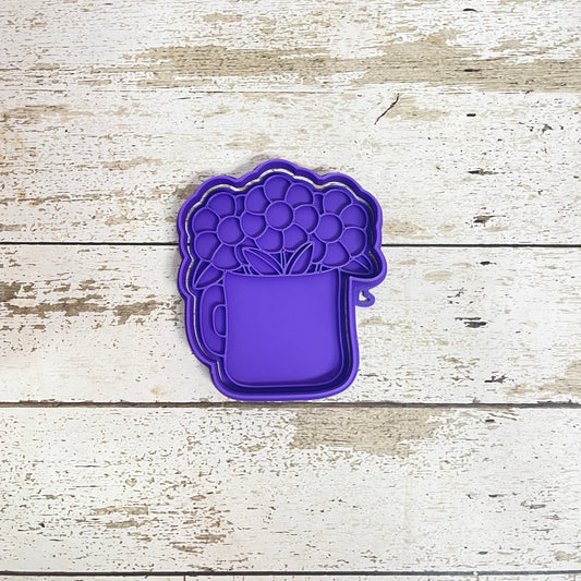 CORTADOR Y MARCADOR - TAZA CON FLORES