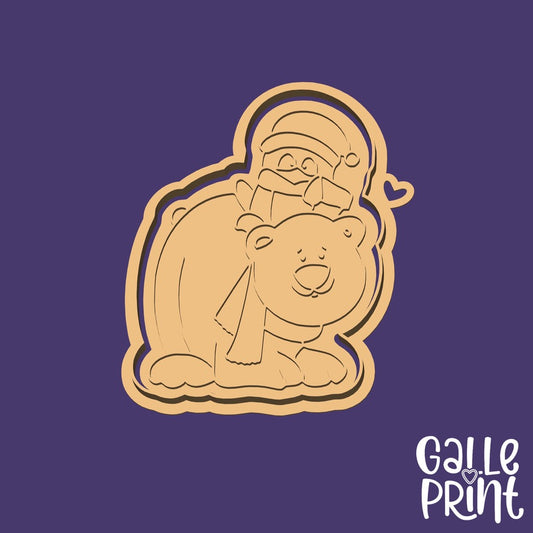CORTADOR Y MARCADOR - OSO POLAR CON PINGUINO