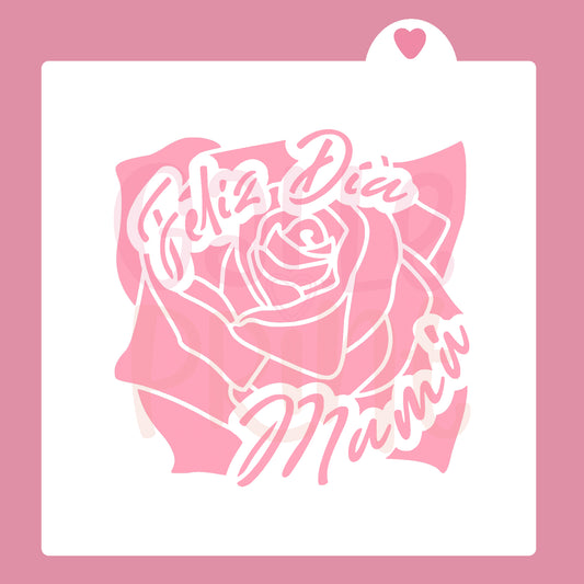 STENCIL - FELIZ DIA MAMÁ (ROSA)