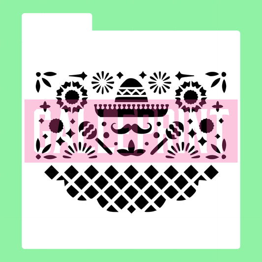 STENCIL - PAPEL PICADO SOMBRERO Y BIGOTE