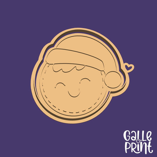 CORTADOR Y MARCADOR - CABEZA DE GALLETA CON GORRO NAVIDEÑO